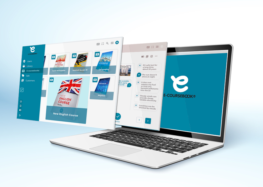 Laptop with e-coursebook websites